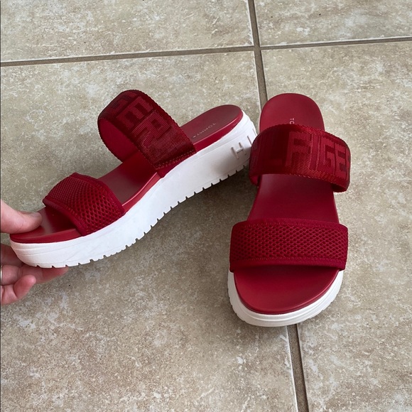 Tommy Hilfiger Shoes - Tommy Hilfiger Red Slide Sandals